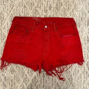 Red Levi’s Jean Shorts